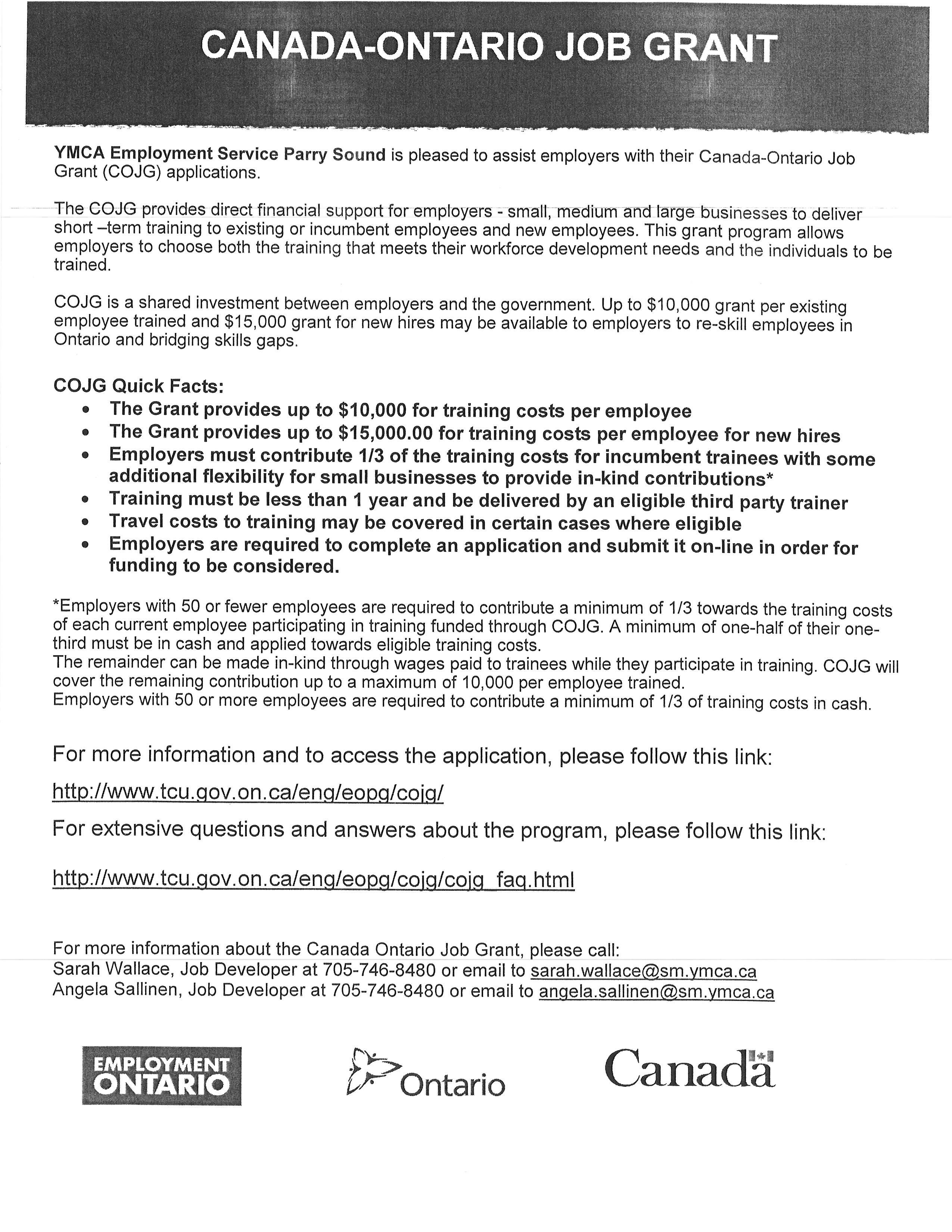 Canada Ontario Job Grant Community Business Development